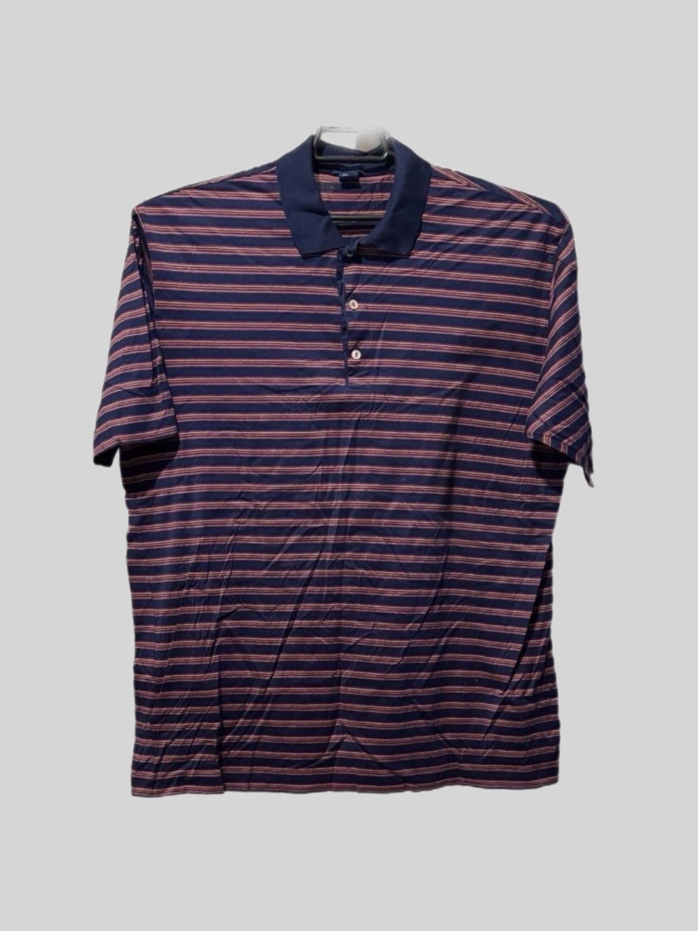 Jeff Rose (N) Men’s Vintage Golf Polo Shirt Italy XL Striped Mercerized Navy EUC